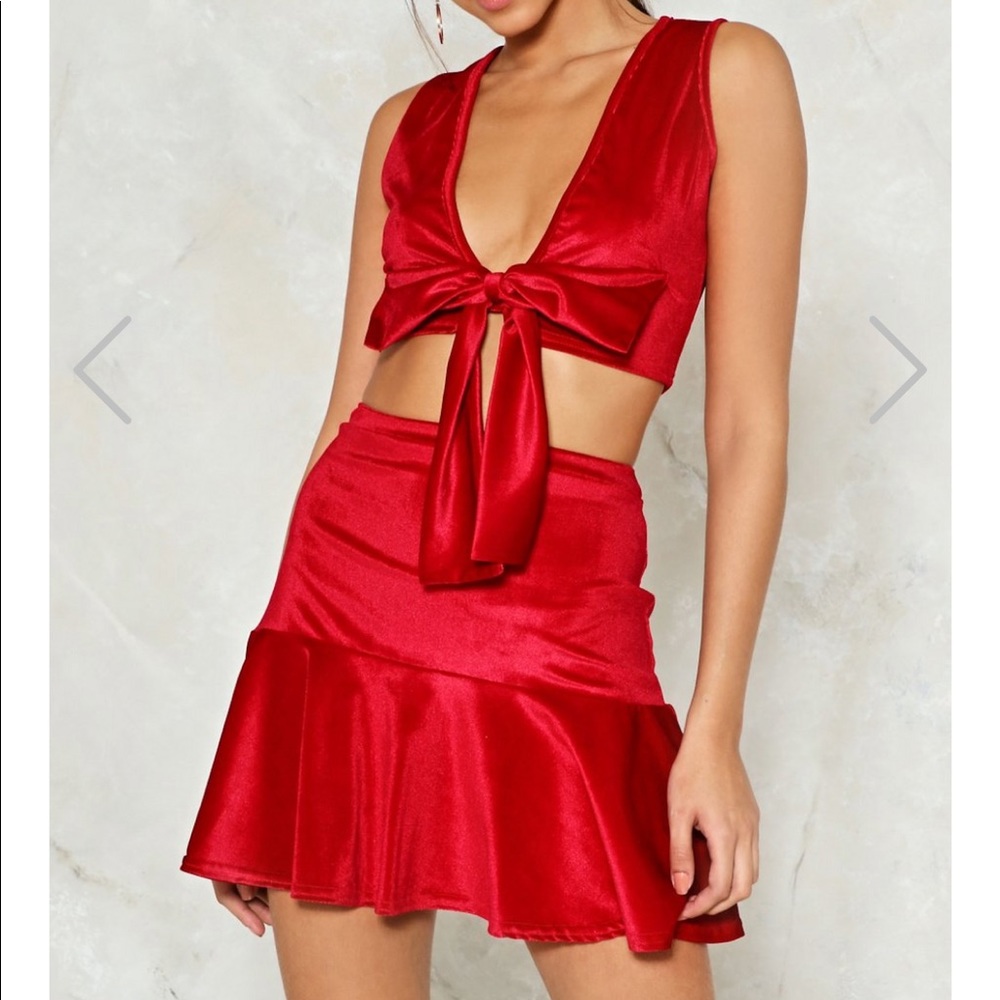 Nasty gal “do you feel me” red velvet set